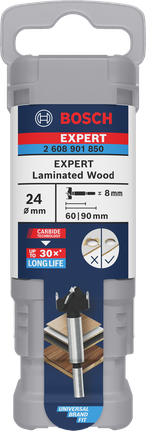 Broca para corte de dobradiças de madeira laminada Bosch 24×60×90 mm.